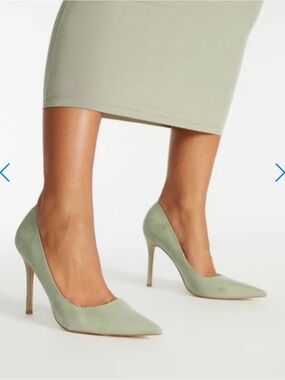 JustFab Sage Green Pointed-Toe Stiletto Pumps